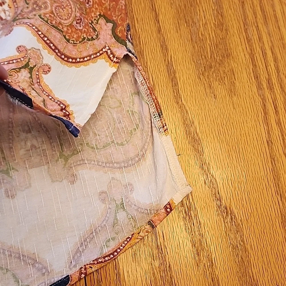 Daytrip Women's Blouse with Paisley Design in Cream and Brown - Picture 8 of 10